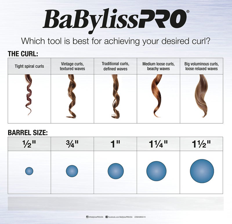 BaBylissPRO 3/4 inch Curling Iron Porcelain Ceramic Marcel Hair Curler for Smooth & Stylish Waves